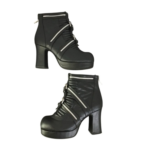 Demonia Gothika 50 Hi Heels Platform Ankle Size 10 3.75 block heel Goth vegan - Picture 4 of 8